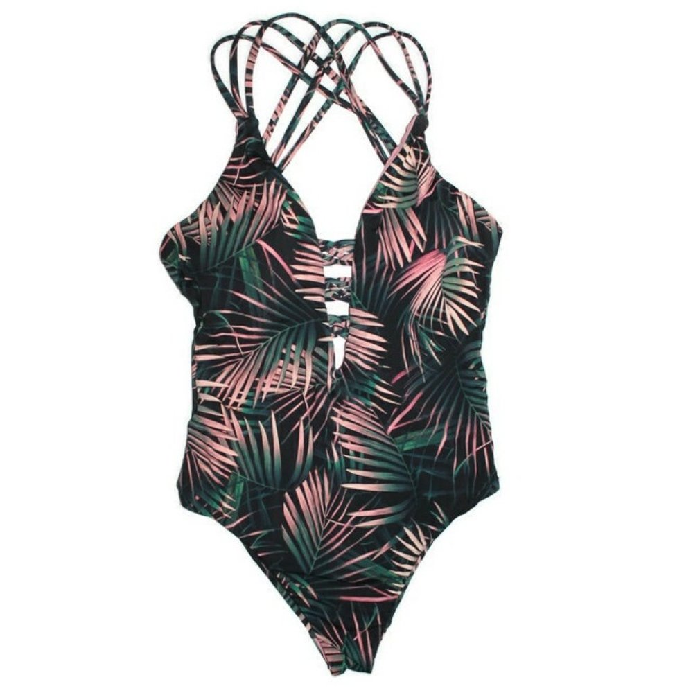 BAR III Strappy Plunge One-Piece Swimsuit NEW